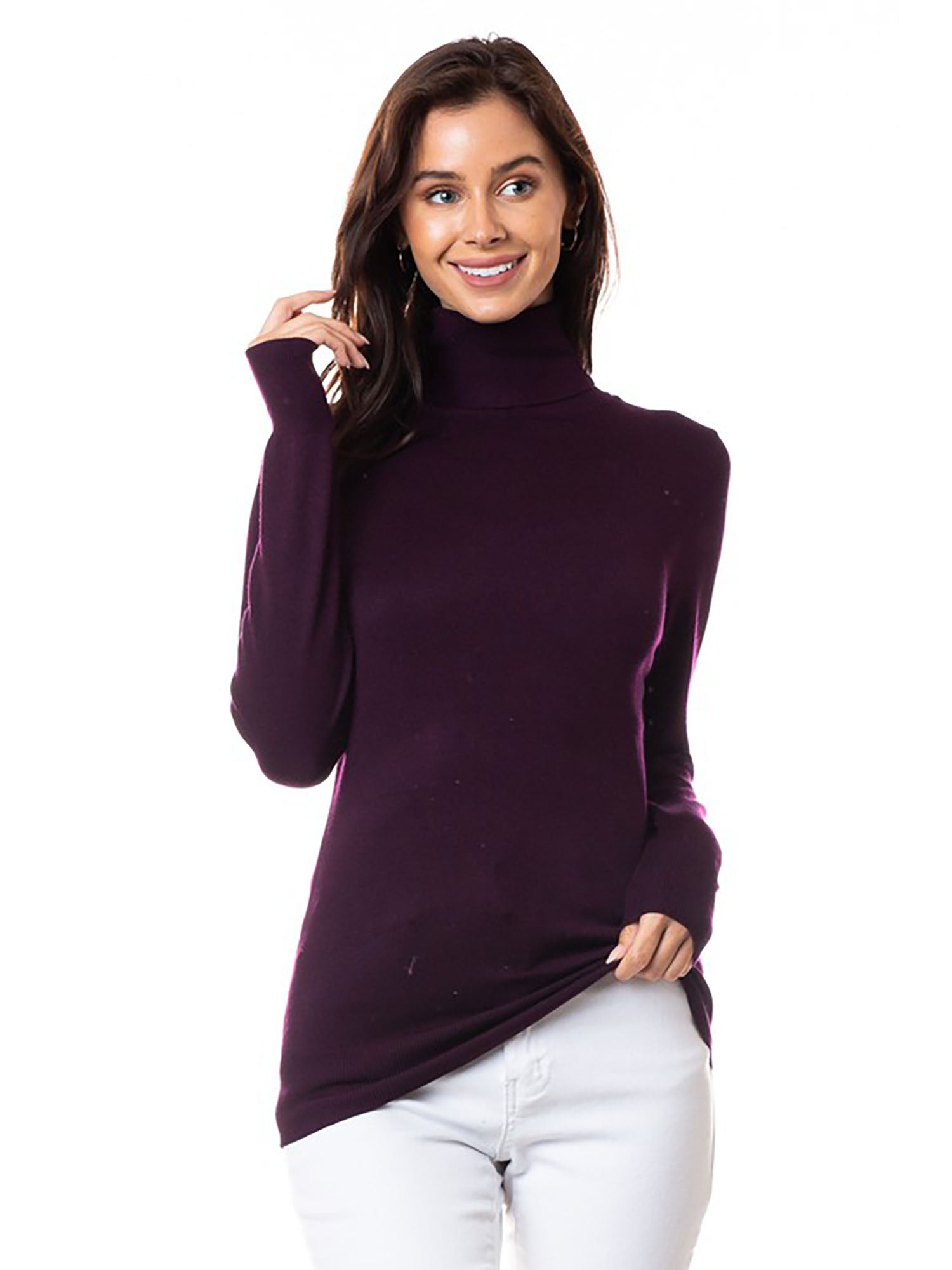 Cielo Contoured Turtleneck Pull Over Knit Sweater - Sweater