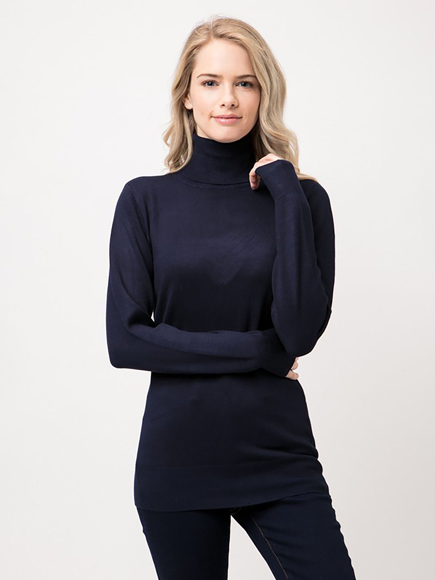 Cielo Contoured Turtleneck Pull Over Knit Sweater - Sweater