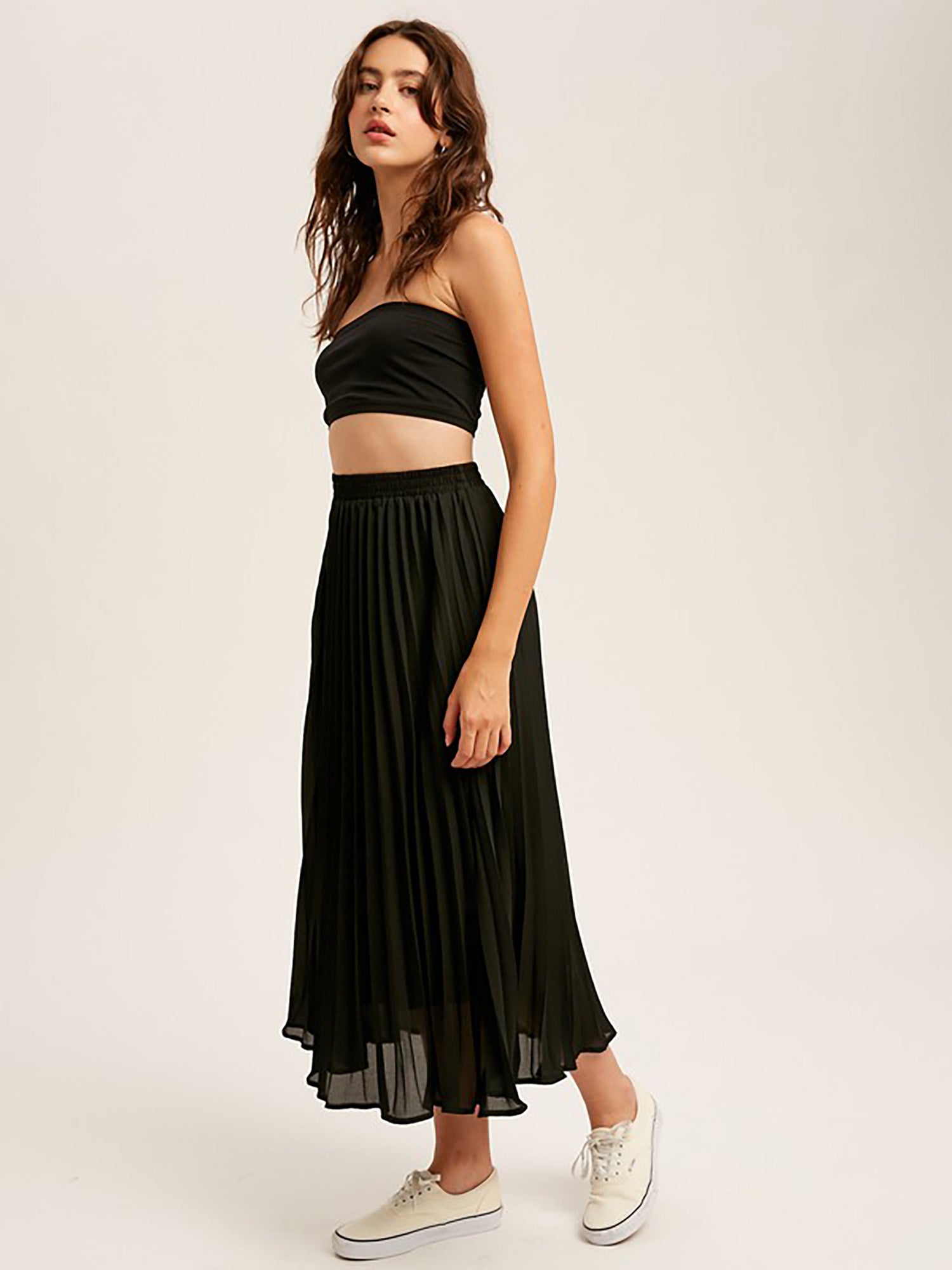 Listicle Pleated Chiffon Maxi Skirt - Skirts