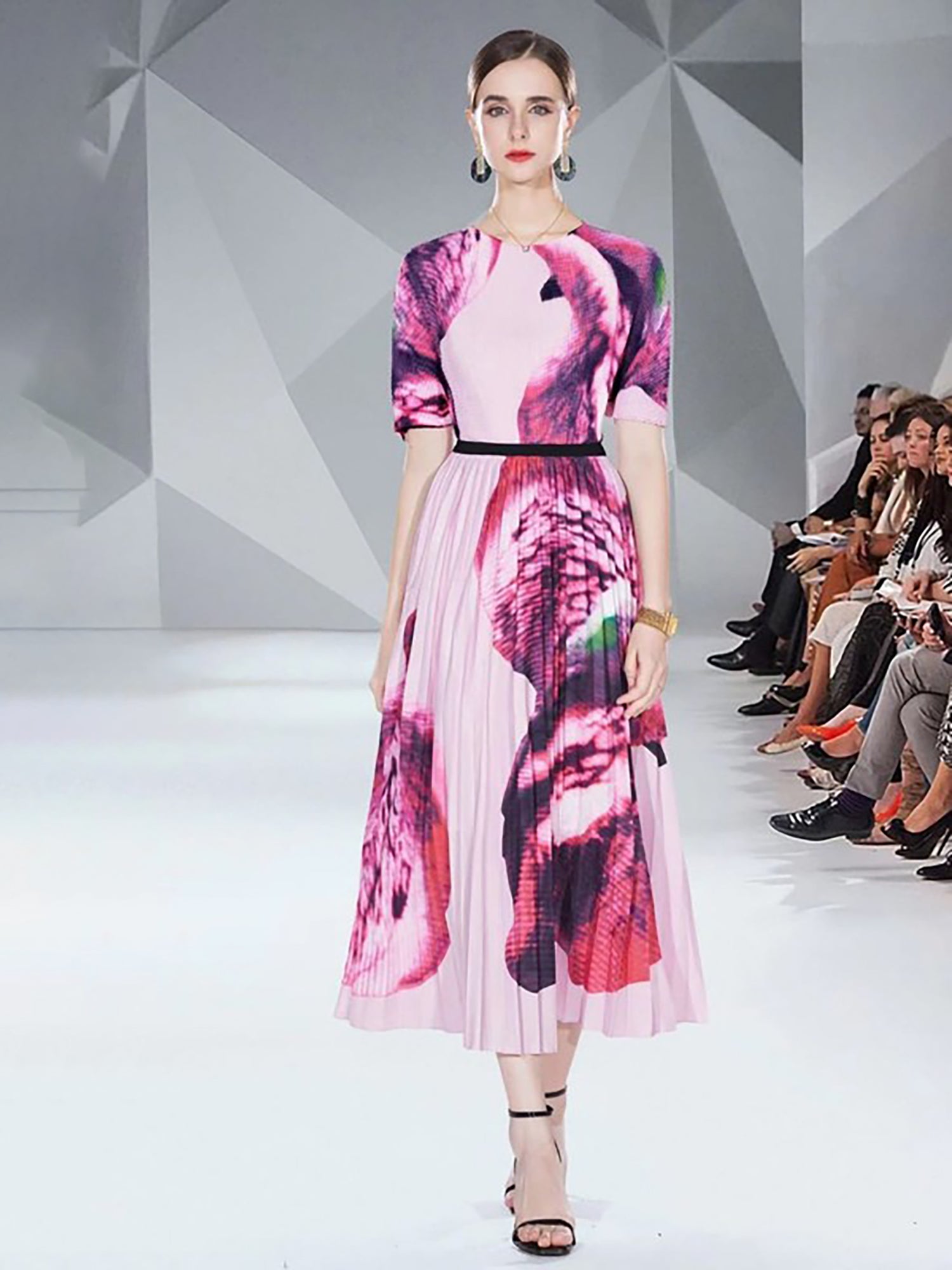 Eterna Floral Print Pleated Skirt - PinkOrchidFashion
