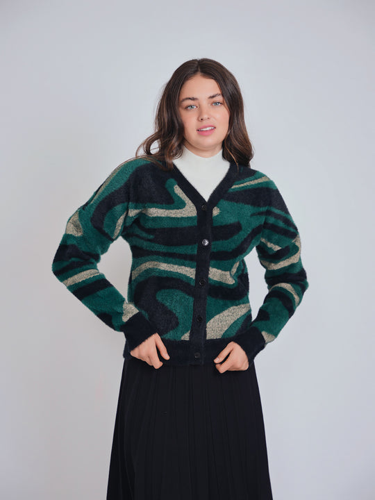 Yal Mohair Abstract Cardigan - Cardigan