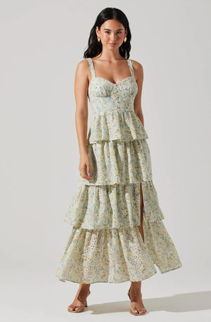 Astr The Label | Midsummer Floral Tiered Maxi Dress | Size S | LT Mint Multi Floral Astr The Label | Midsummer Floral Tiered Maxi Dress | Size S | LT Mint Multi Floral