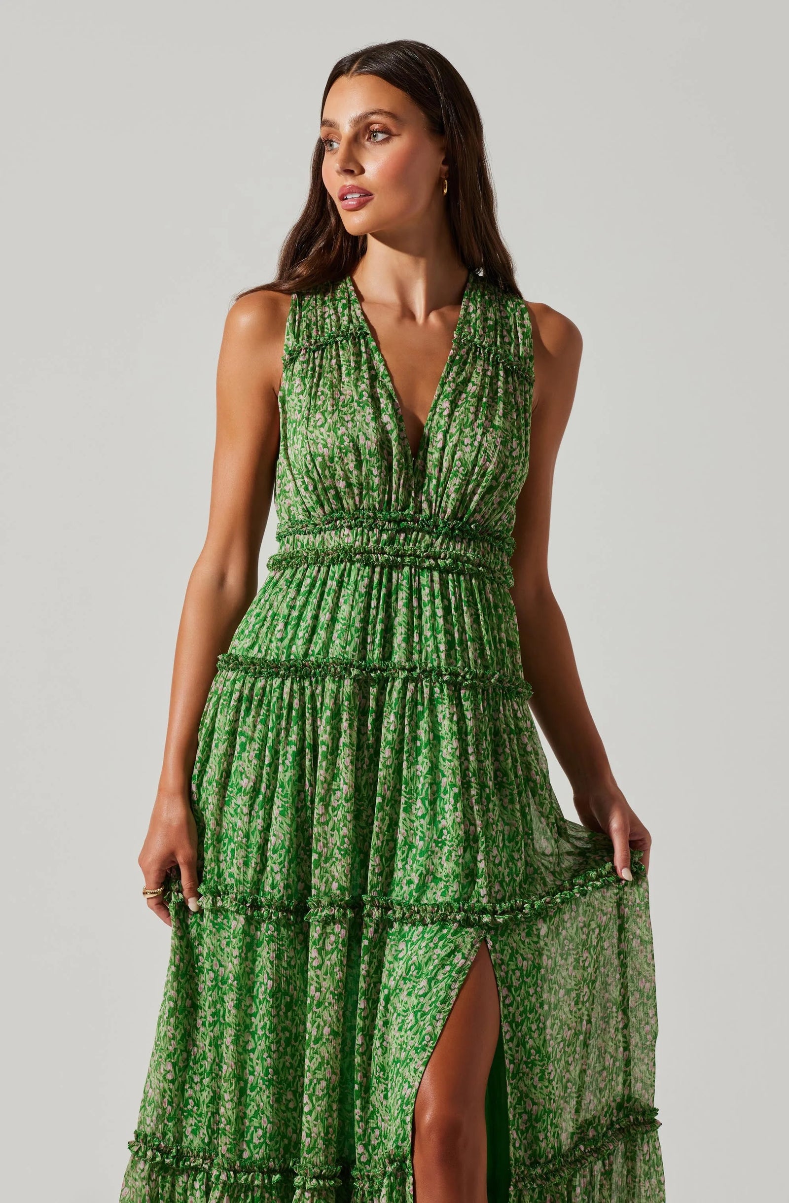 Monte Tiered Maxi Dress | Green Multi