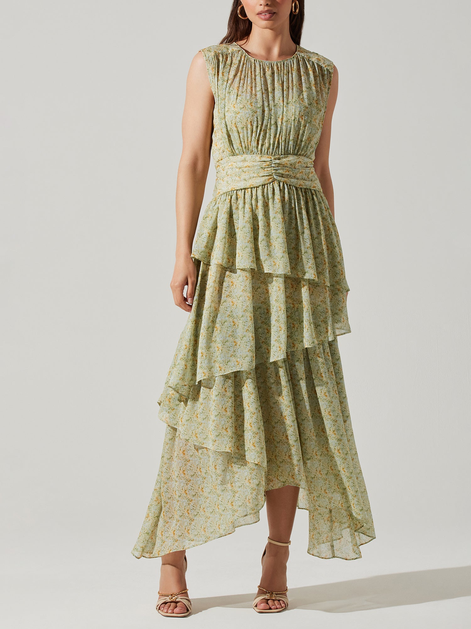 ASTR Sleeveless Tiered Midi Dress - PinkOrchidFashion ASTR Sleeveless Tiered Midi Dress - PinkOrchidFashion
