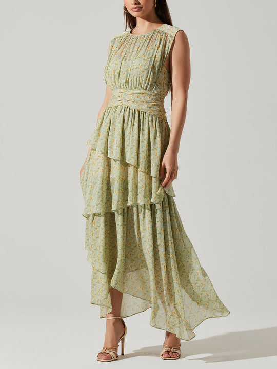 ASTR Sleeveless Tiered Midi Dress