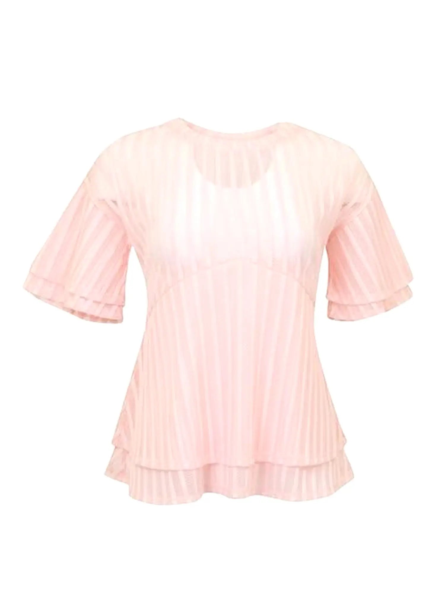 AMT Mesh Peplum Top -   Designers