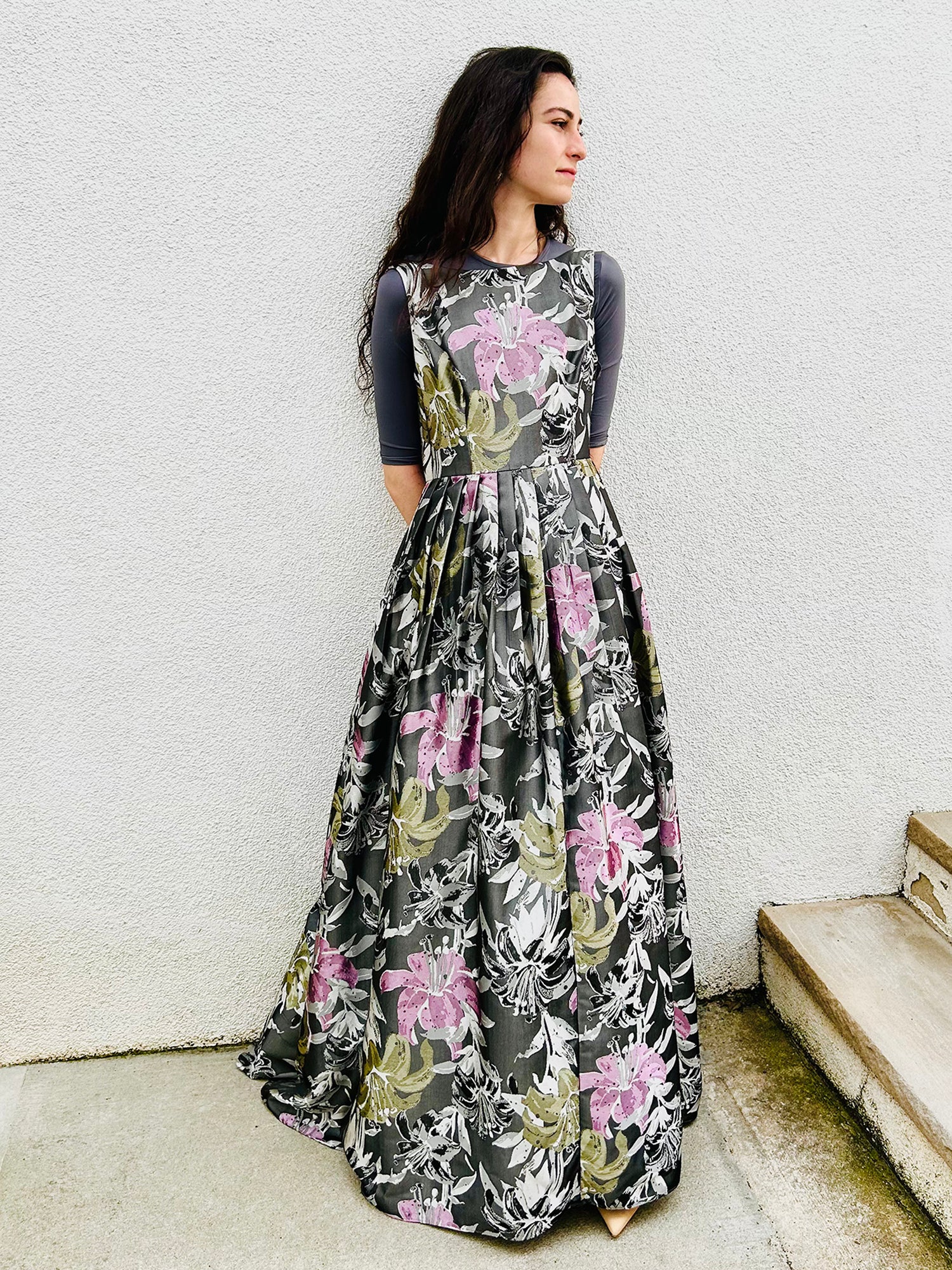 Adrianna Papell Floral Fantasy Gown Dresses PinkOrchidFashion