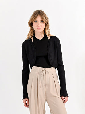 Molly Bracken Cropped Scalloped Cardigan