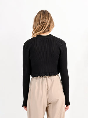 Molly Bracken Cropped Scalloped Cardigan