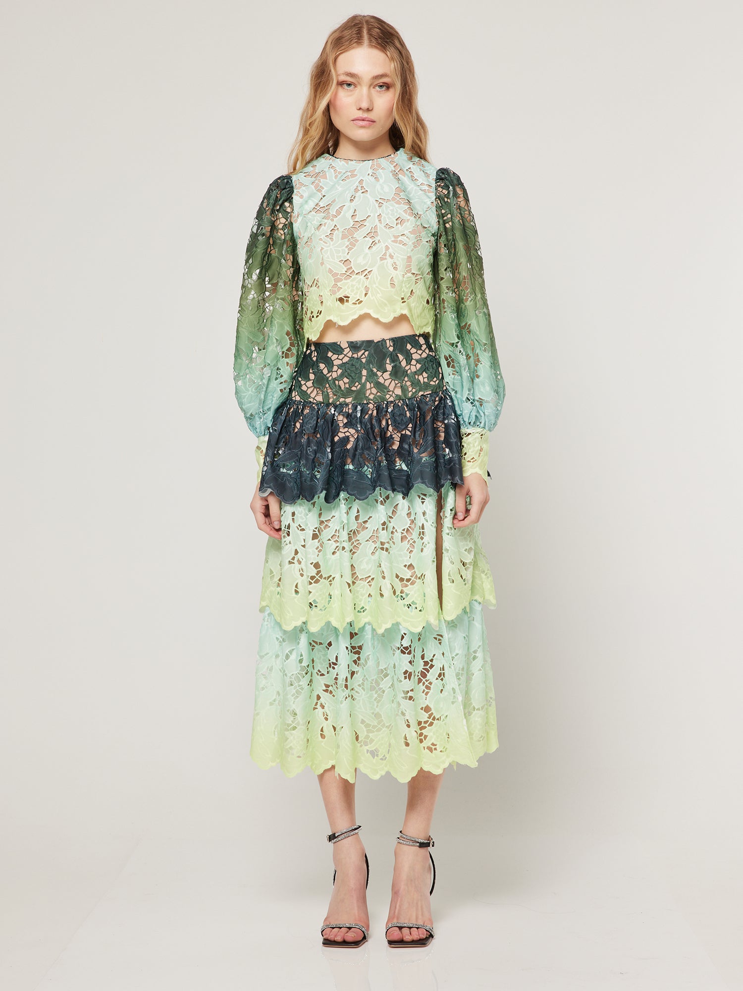 Elliatt Planetary Asymmetric Shoulder Bubble Sleeve Jacquard Maxi Dress - PinkOrchidFashion Elliatt Planetary Asymmetric Shoulder Bubble Sleeve Jacquard Maxi Dress - PinkOrchidFashion