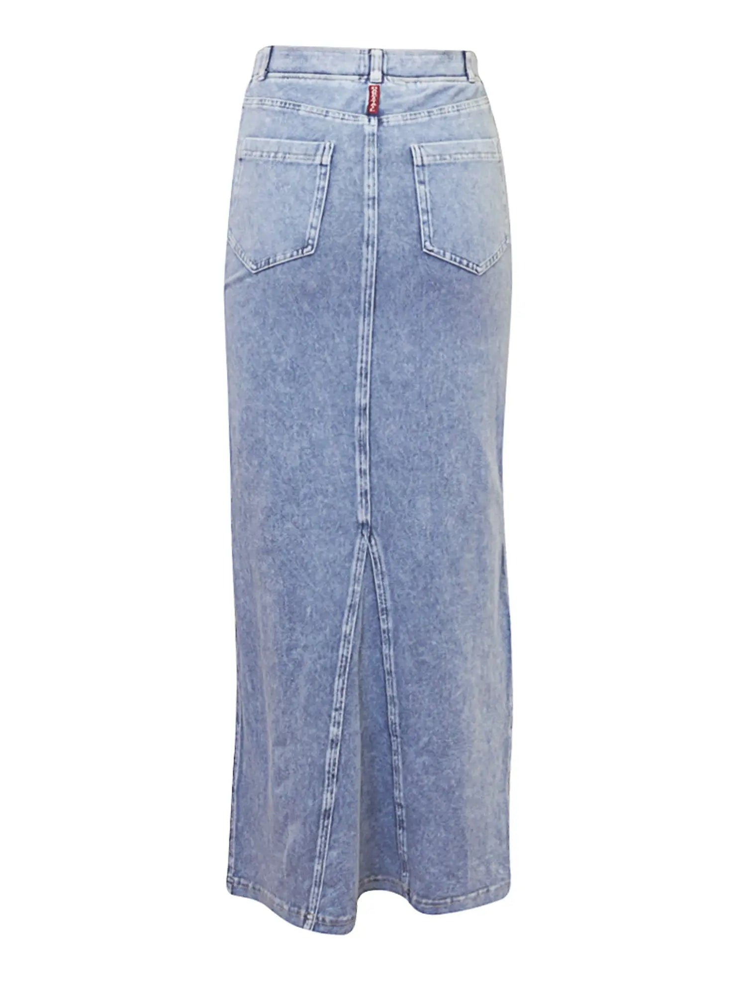 Hard Tail Forever Maxi Stretch Denim Wash Closed Slit Skirt