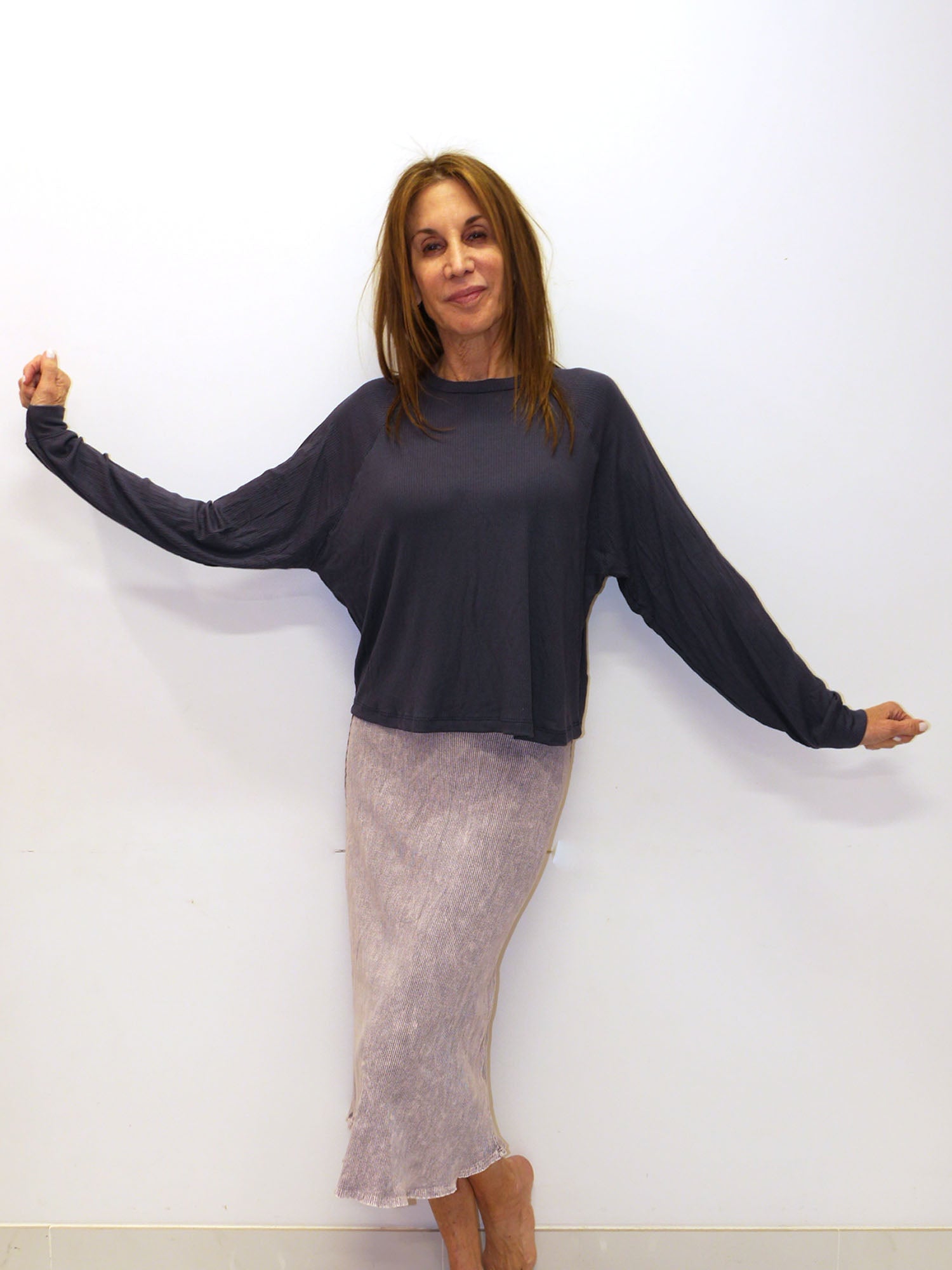 Hashttag Loose-fit Raglan Long Sleeve Top - Tops