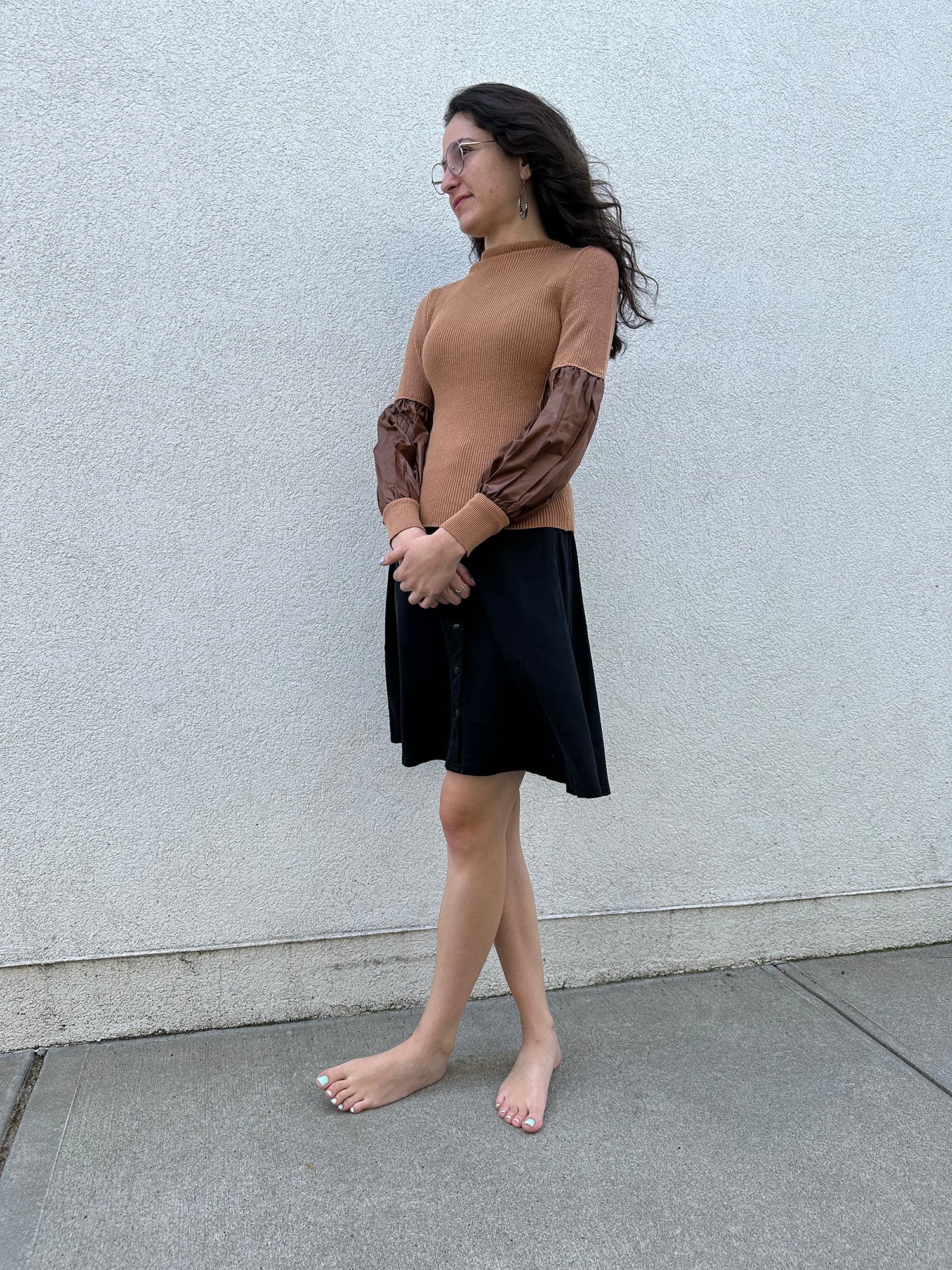 Nour Milan Puff & Pleather Sweater - Shirts & Tops