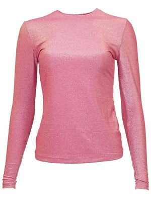 Linda Leal Long Sleeve Sparkle Shell -   Tops