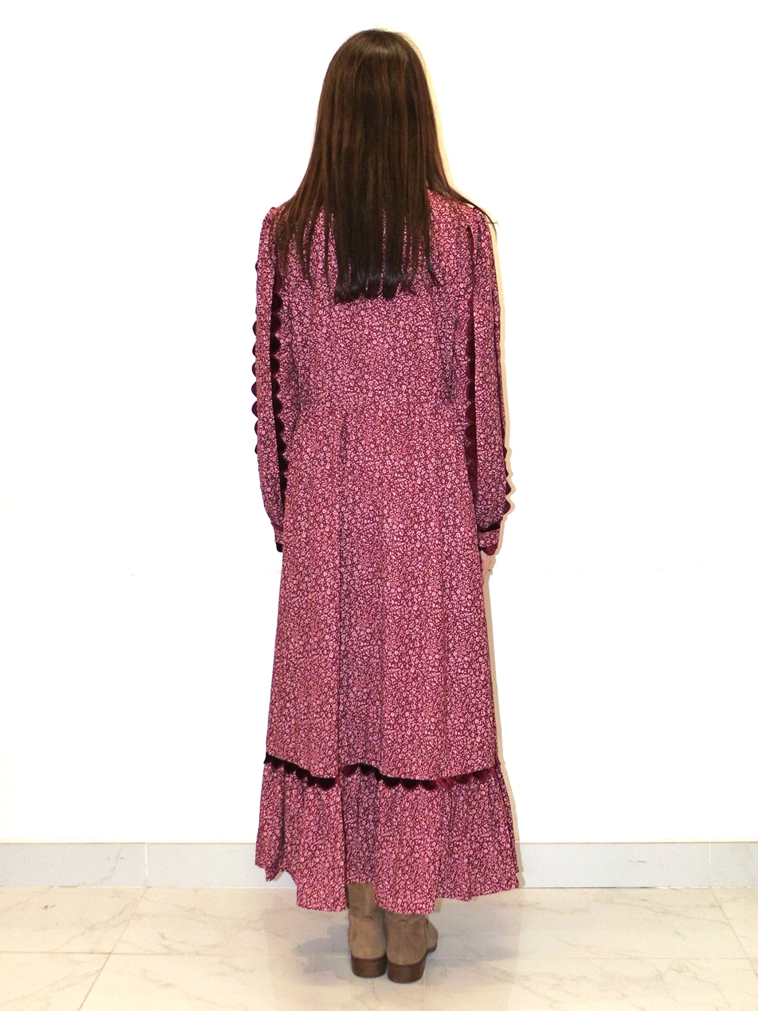 The Odetta Velvet Trim Ruffled Dress - Dresses