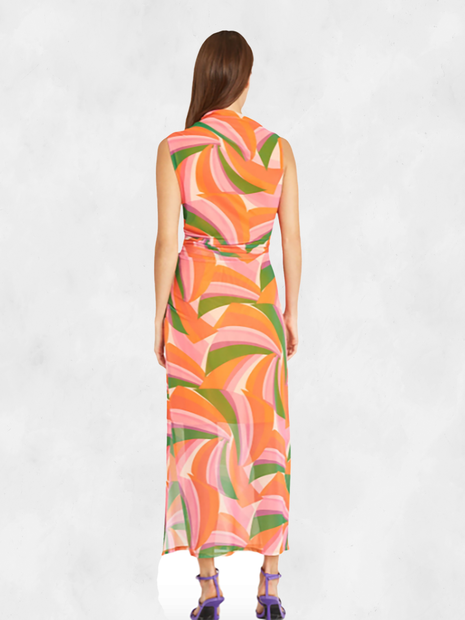 Donna Morgan | Womens | Orange | Midi | Dress | %95 Polyester | %5 Spandex