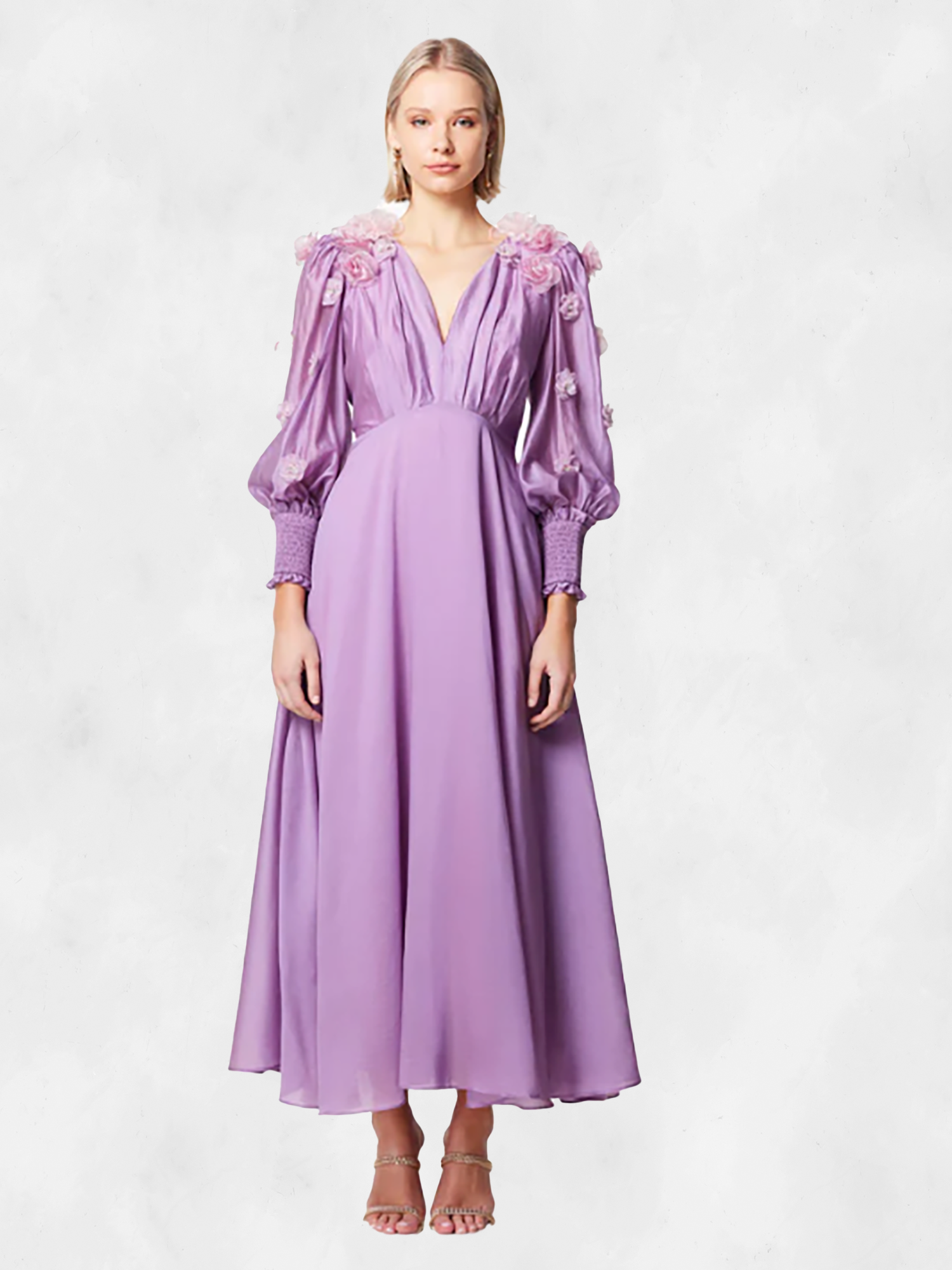 knee length dresses for ladies Nectar 3D Rosette Maxi Dress in Purple XS / Purple