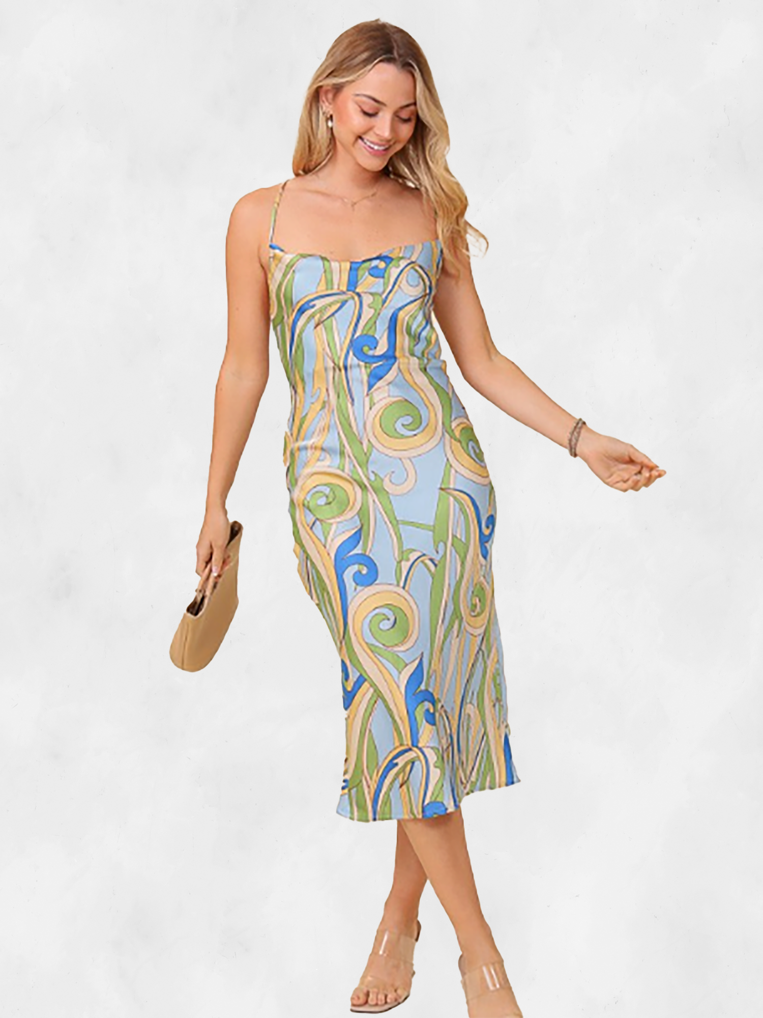retro print midi dress Retro Print Midi Dress