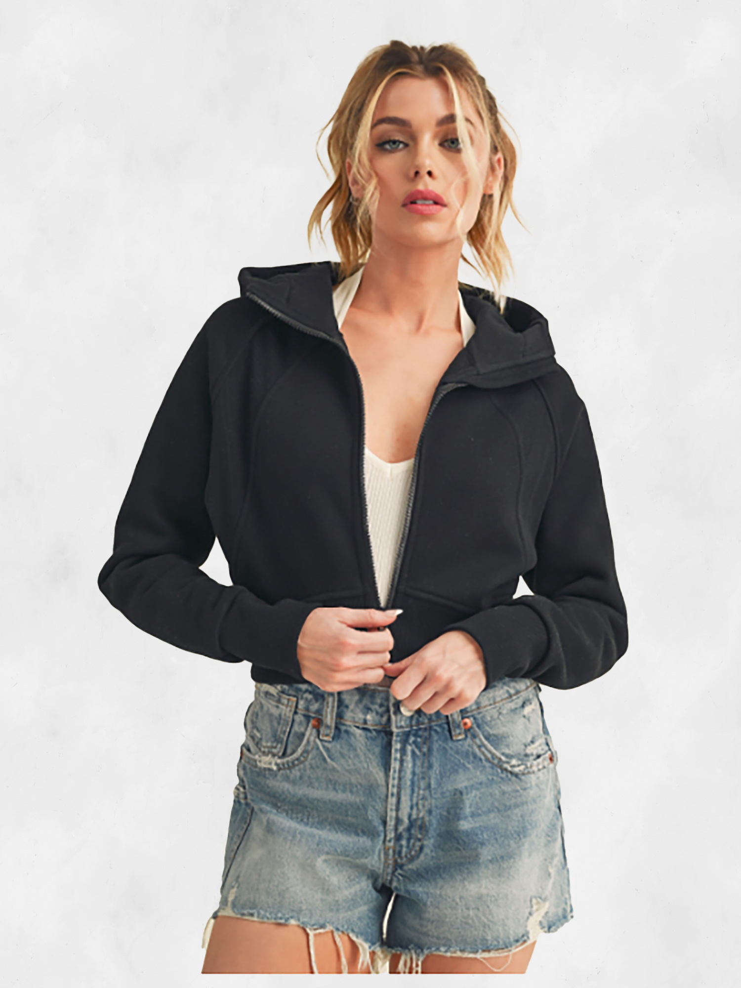 AEMI+CO Deva Cropped Hooded Jacket