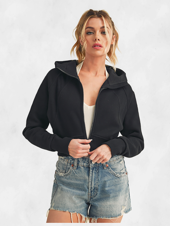 AEMI+CO Deva Cropped Hooded Jacket