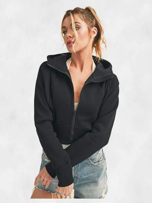 AEMI+CO Deva Cropped Hooded Jacket