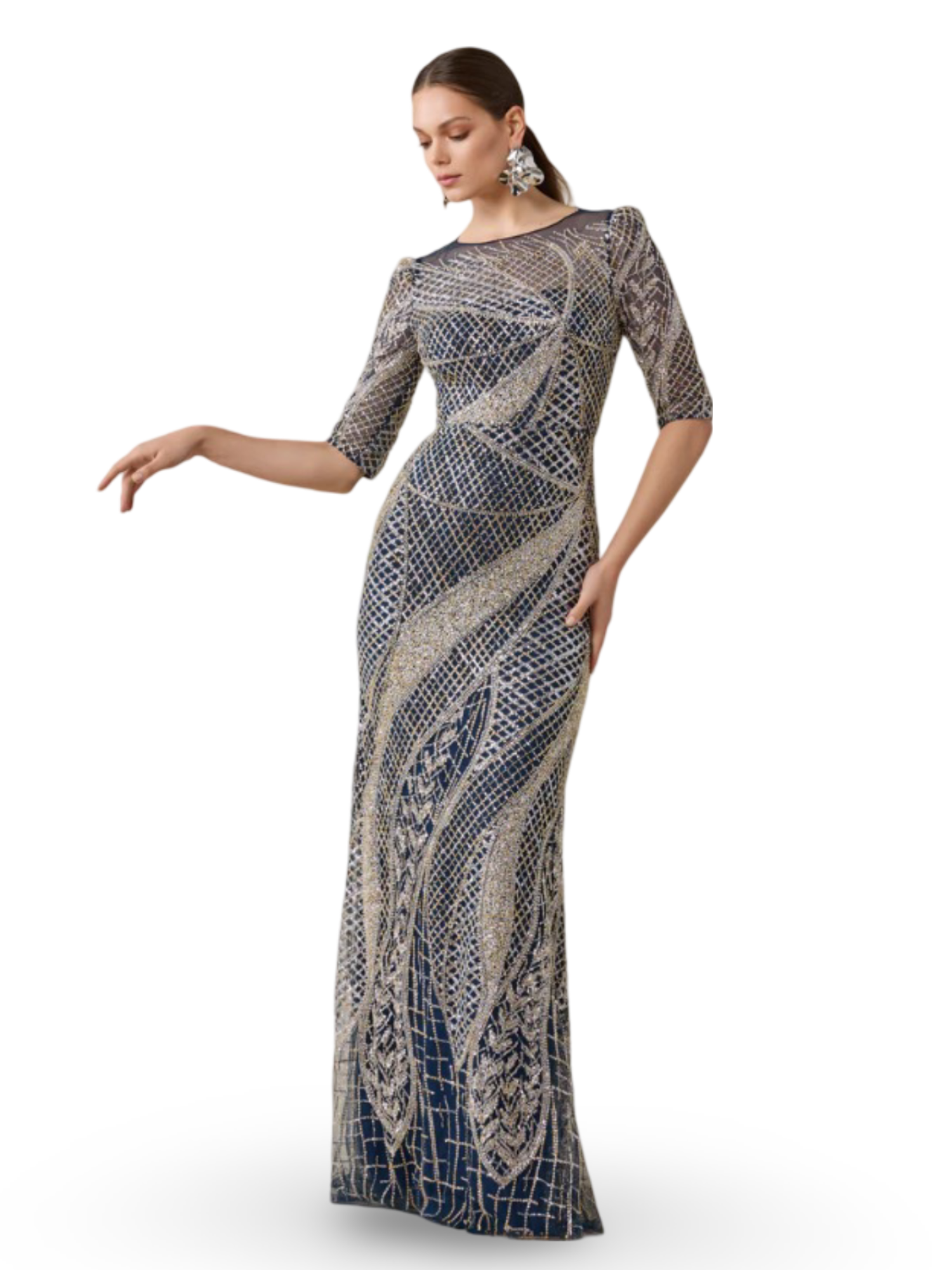 Teri Jon Deco Gown - PinkOrchidFashion Teri Jon Deco Gown - PinkOrchidFashion