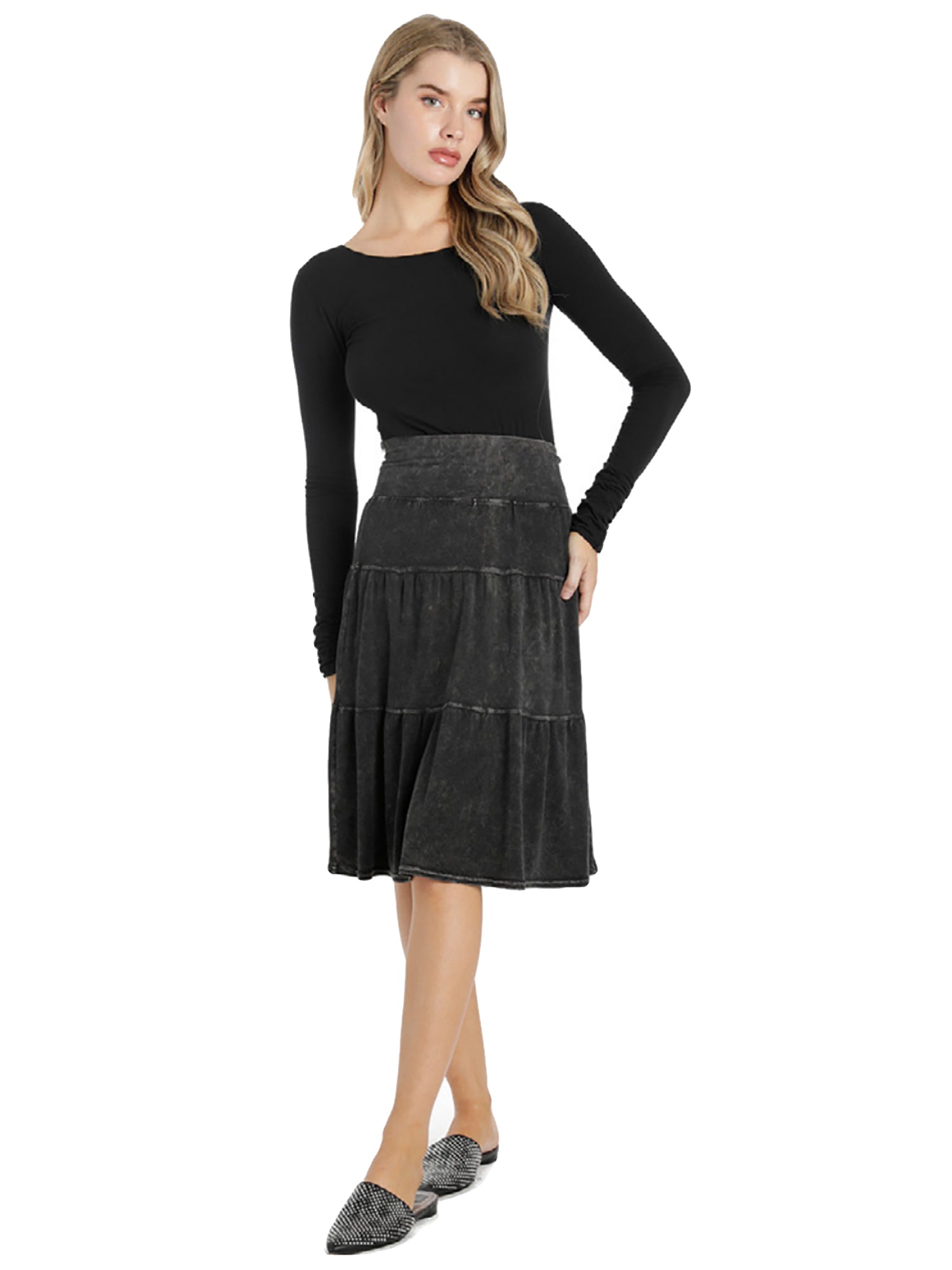 Hard Tail Tiered Knee Length Skirt T-229 Hard Tail