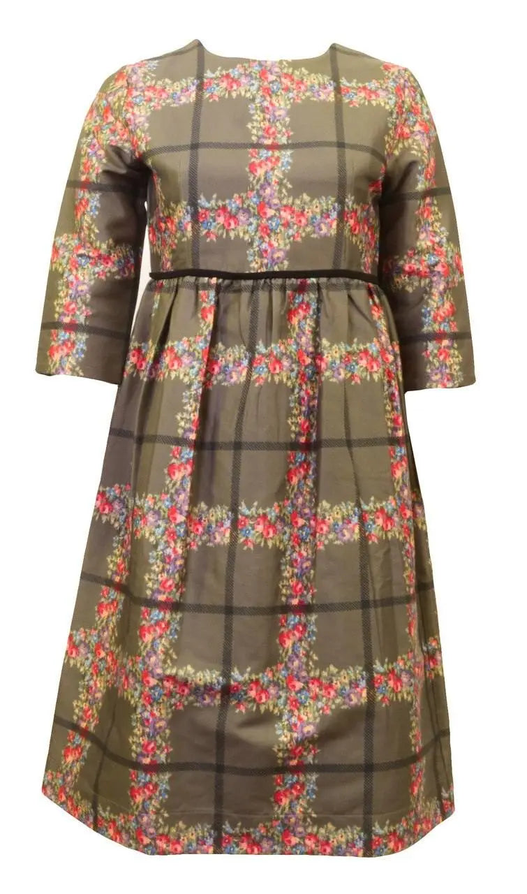 Too La Roo Plaid Floral Dress -   Dresses
