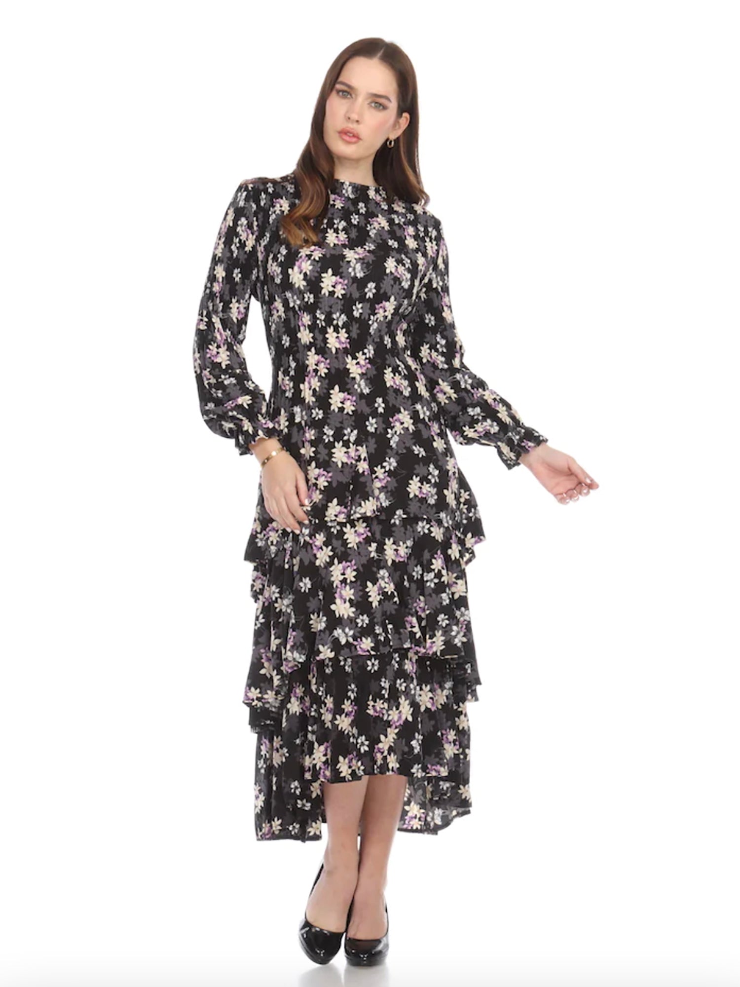 Veeca Long Sleeve Multi-Layer Dress - Dresses Teal / XL