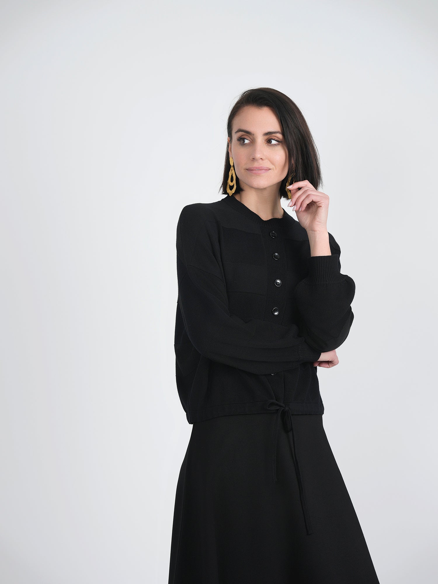 Marjun Balloon Tone Striped Cardigan - Tops