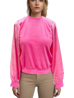 Hard Tail Satin Sleeve Banded Top (Style SAT-46)