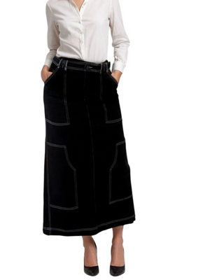 Pashmina Seamed Denim Skirt