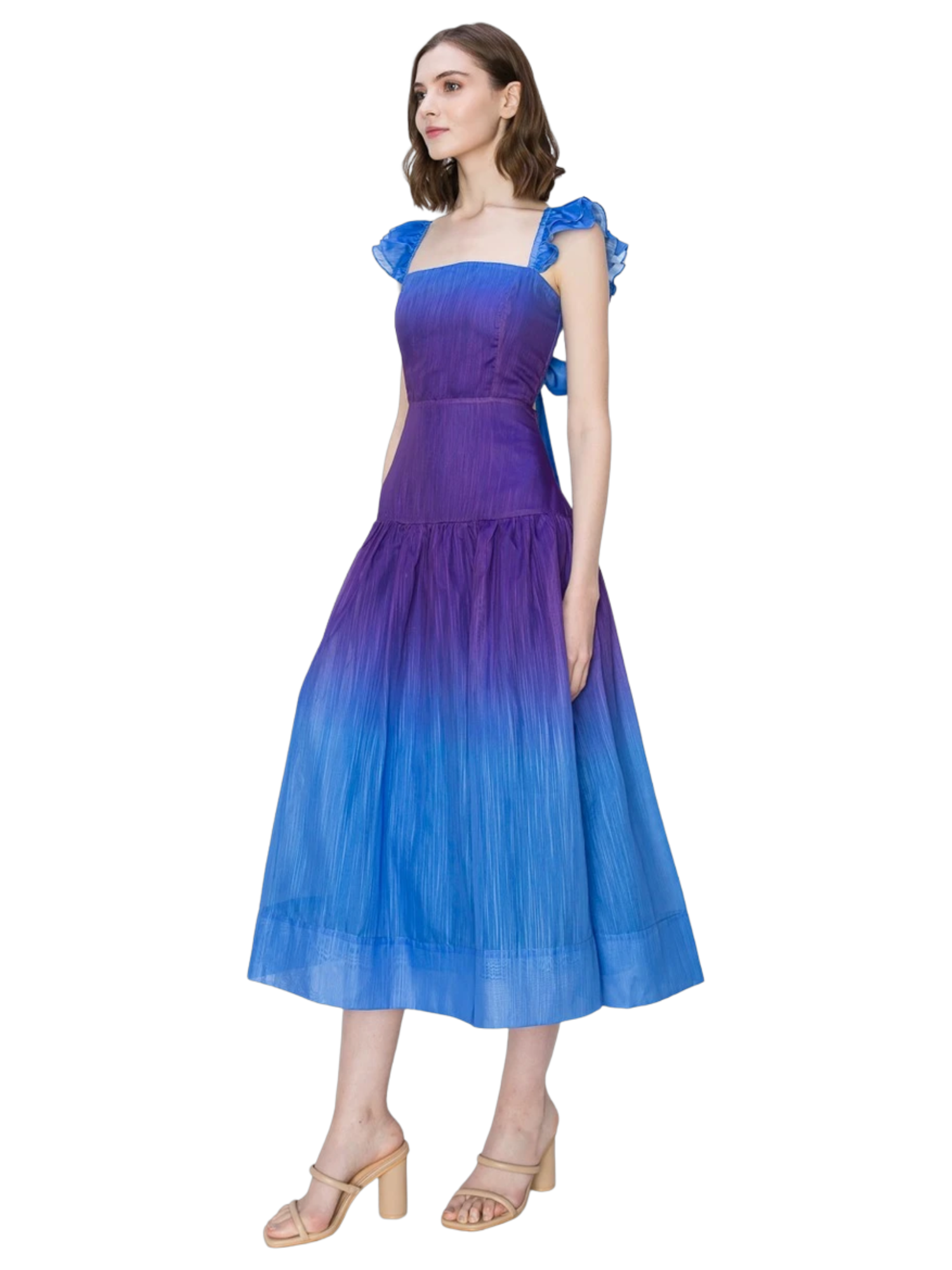 open lace back dress INA Ombre Ruffle Dress Purple / L