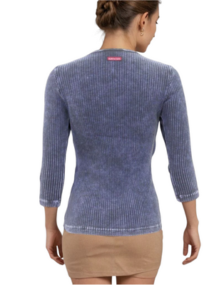 Hard Tail Wide Ribbed 3/4 Sleeve Henley Shirt (CMR-01)