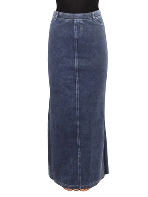 Hard Tail Long Denim Closed Slit Skirt (Style WJ-114)