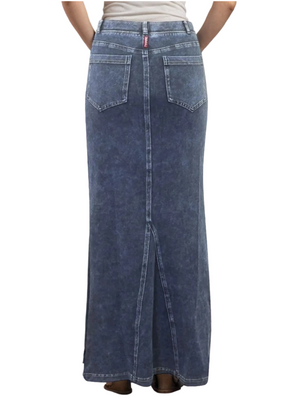 Hard Tail Long Denim Closed Slit Skirt (Style WJ-114)