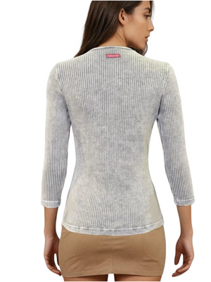 Hard Tail Wide Ribbed 3/4 Sleeve Henley Shirt (CMR-01)