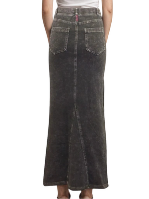 Hard Tail Long Denim Closed Slit Skirt (Style WJ-114)