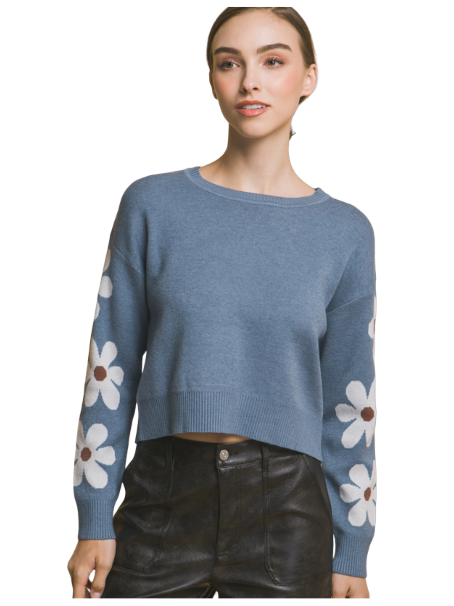 Love Tree Daisy Print Sweater Top