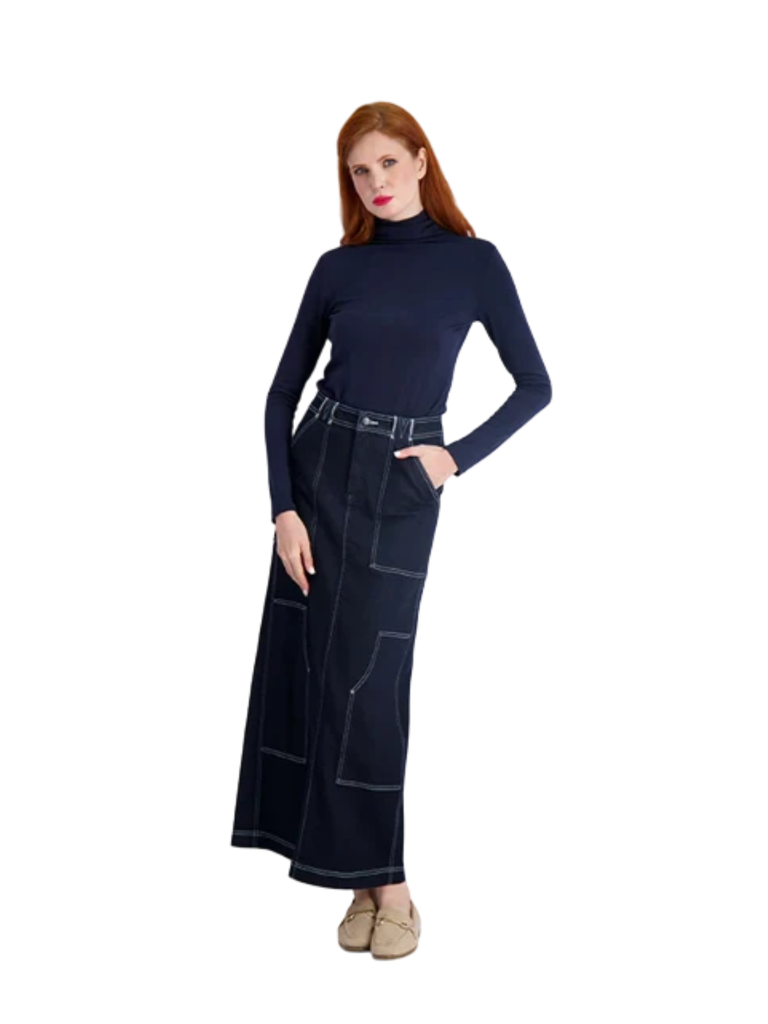 Pashmina Seamed Denim Skirt