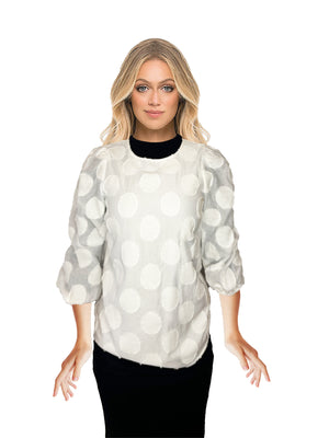 Carre Noir Dotted White Top