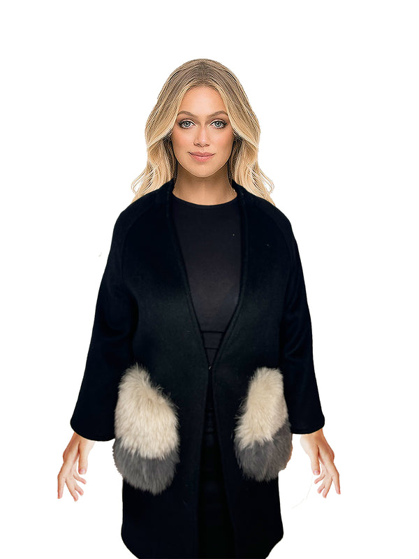 Benelle Fur Pocket Fashion Coat