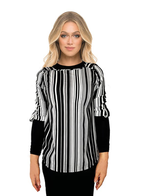 Vertigo Short Sleeve Pin Stripe Top