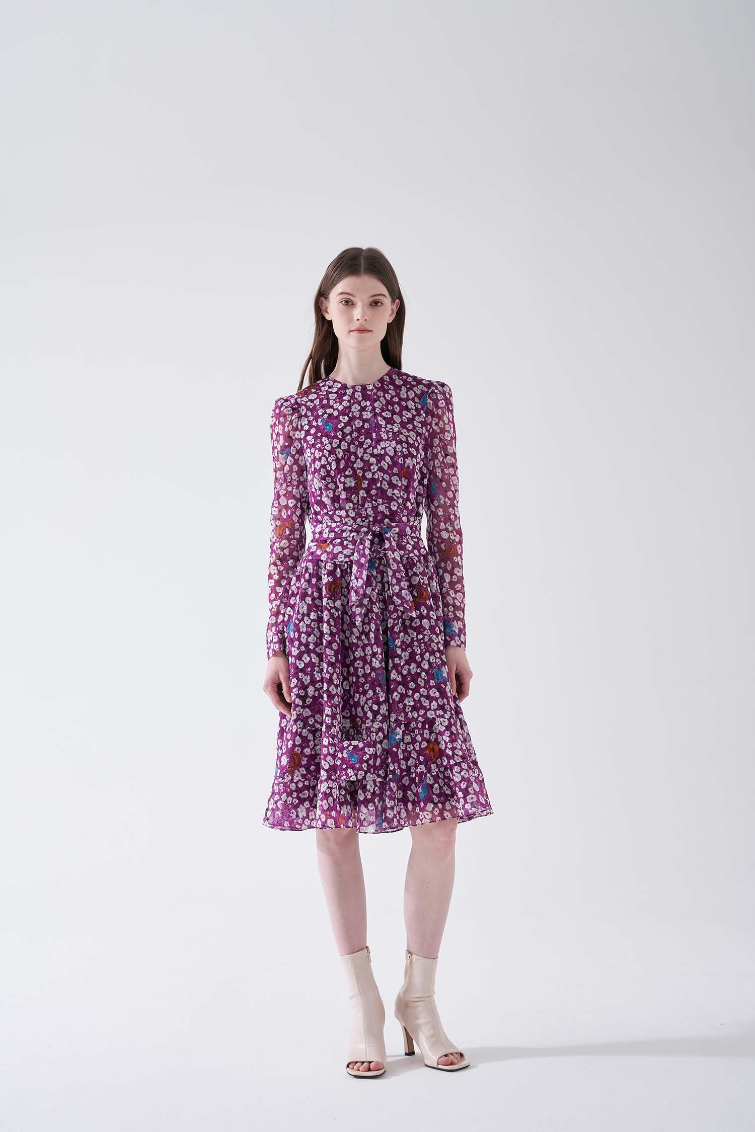 Nora Noh Magenta Floral Dress - PinkOrchidFashion