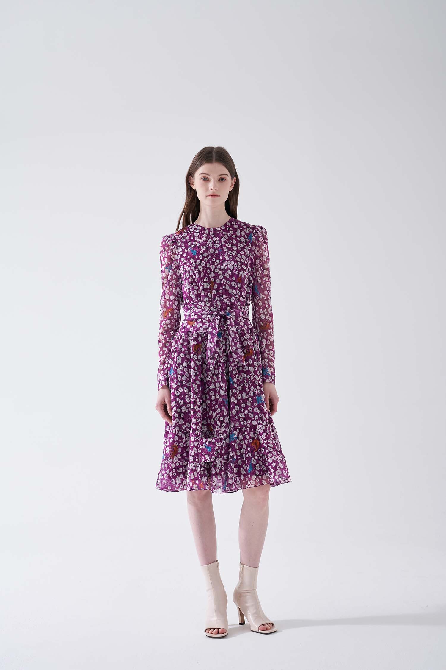 nora noh silk dress Vintage Nora Noh Floral Silk Midi Dress/flutter Sleeve Dress/yellow/blue Green Silk Dress/8