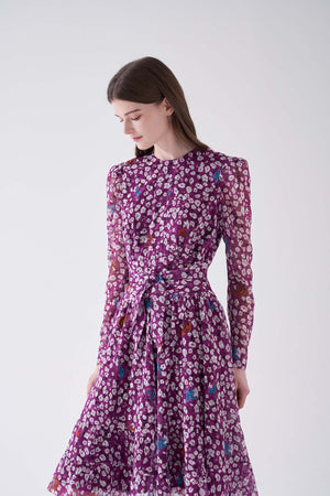 Nora Noh Magenta Floral Dress - Dresses