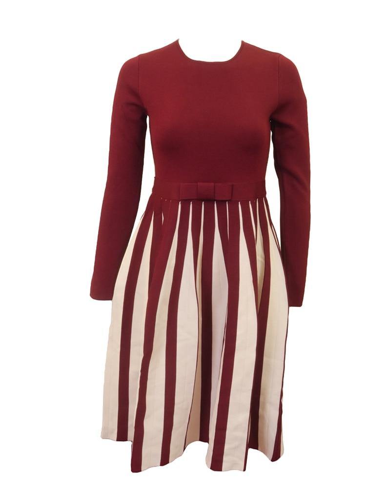 pleated contrast dress Pleated Contrast Panel Soft Knit Dress