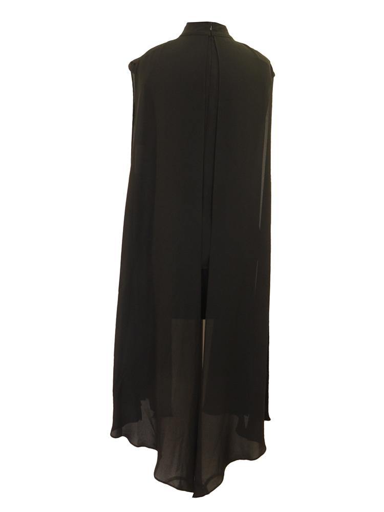 Noir Chiffon Cape Top - Tops - PinkOrchidFashion