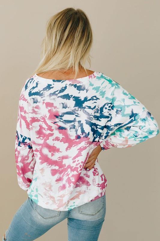 Stay Warm In Style Tie Dye Splatter Top - PinkOrchidFashion