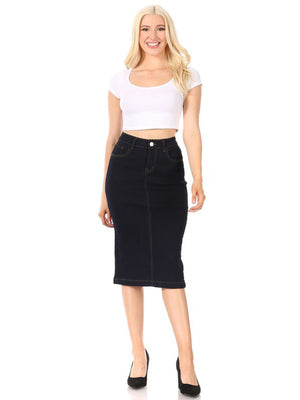 G-Gossip Apparel Denim Knee Length Skirt - Long Skirts